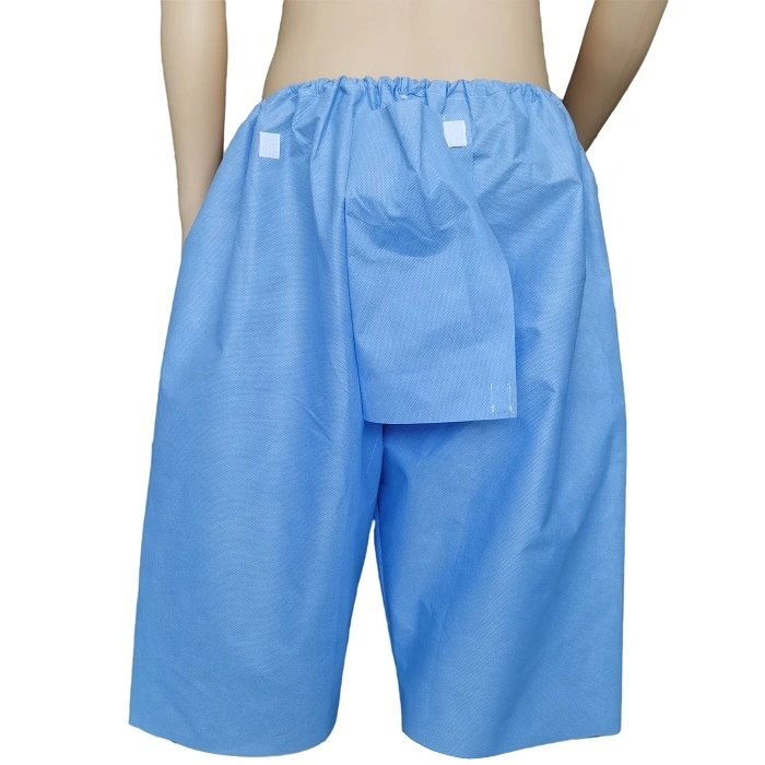 Rectoscope Short Disposable Dark Blue Medical Exam Shorts Pants Colonoscopy Short with Back Opening and Velcro Pareo Modesty and Dignity Shorts