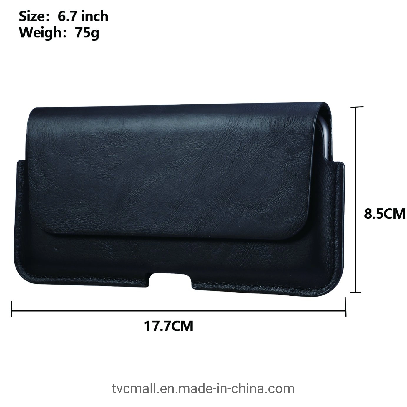 Universal Vertical Flip Leather Phone Pouch Cover Waist Holster Bag Belt Case for iPhone 12 PRO Max 6.7 Inch Phone - Black