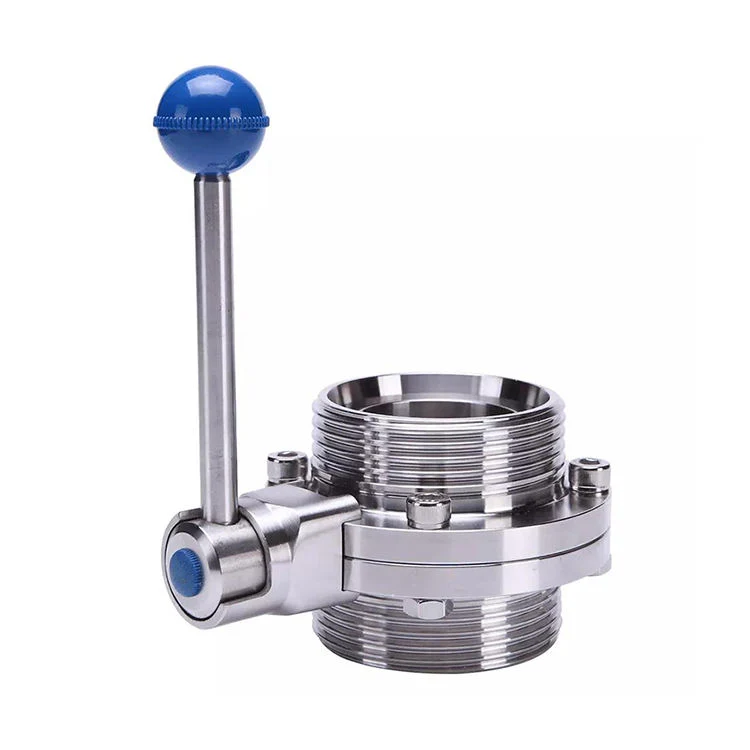 Stainless Steel Sanitary Male-Male Manual Butterfly Valves with dB Type Square Pull Handle