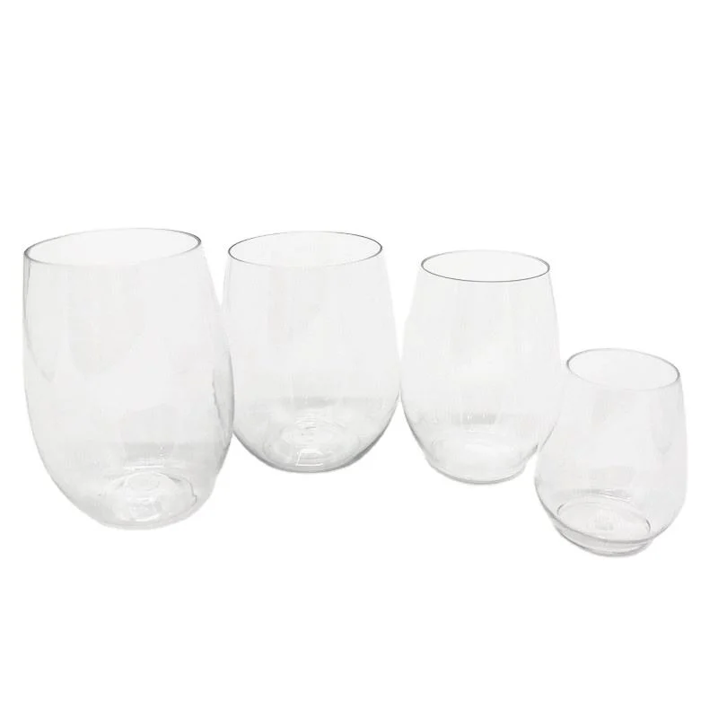 Wholesale 6oz Durable Shatterproof Disposable Crystal Plastic Glasses Stemless Wine Glass