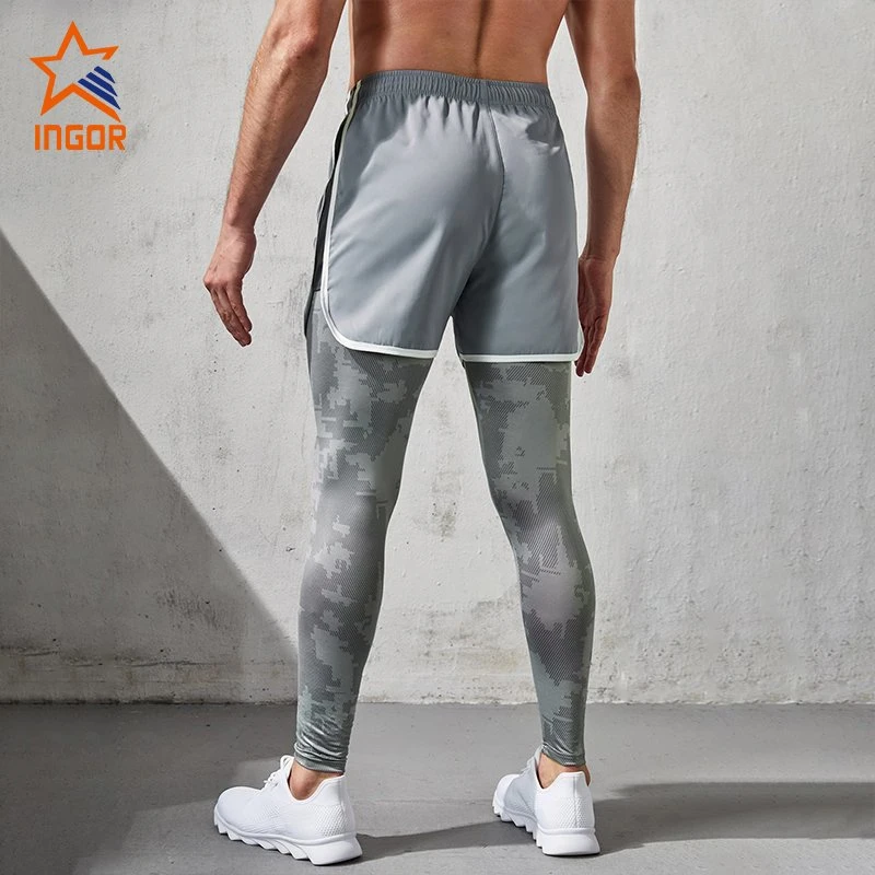 Ingorsports OEM &amp; ODM calça Fitness Suor Desgaste Athletic 2 em 1 Pocket Pants homens Ginásio Activewear Sportswear de Desgaste