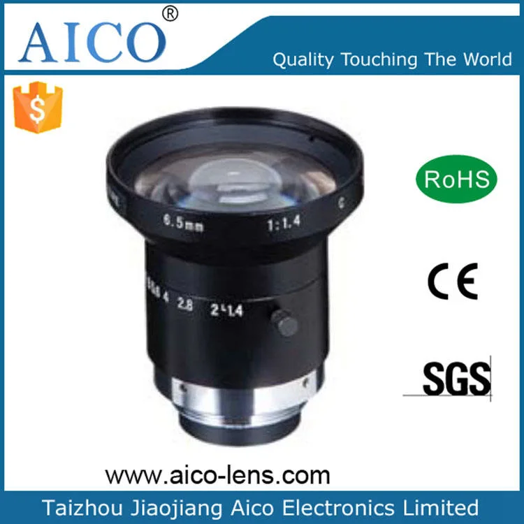 1" Image Format F1.4 Manual Iris 2MP 6.5mm Fov 110 Degree Deg C Mount 1"-32un Thread Machine Vision CCTV Lens for 1 Inch Sensor