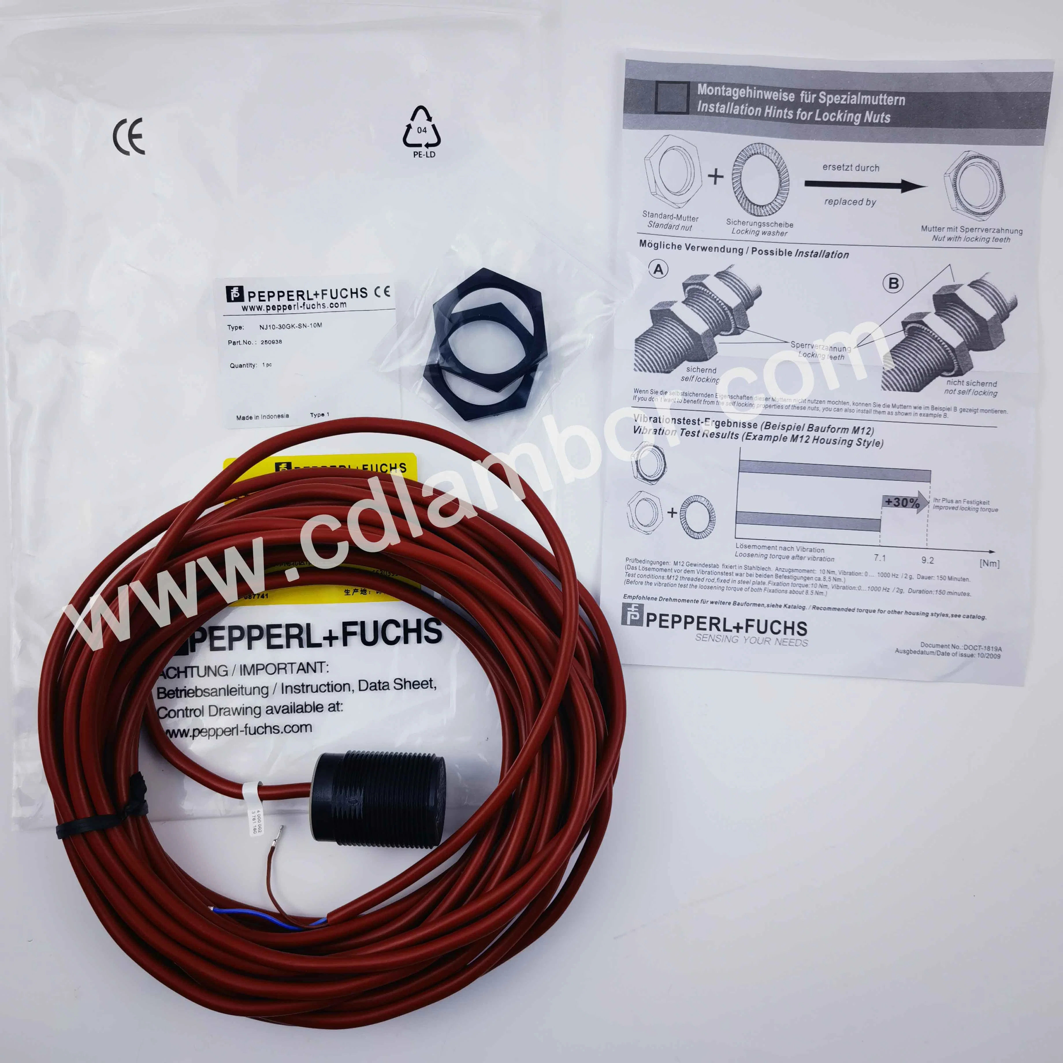 Alemania P+F Pepperl+Fuchs Nj10-30gk-Sn-10m sensor inductivo de interruptor de aproximación de inductancia, interruptor de proximidad inductivo