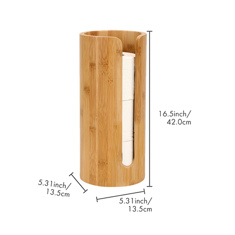 Support de rangement pour rouleau de papier toilette en bambou moderne en gros avec boîte en bambou et étagère avec couvercle.