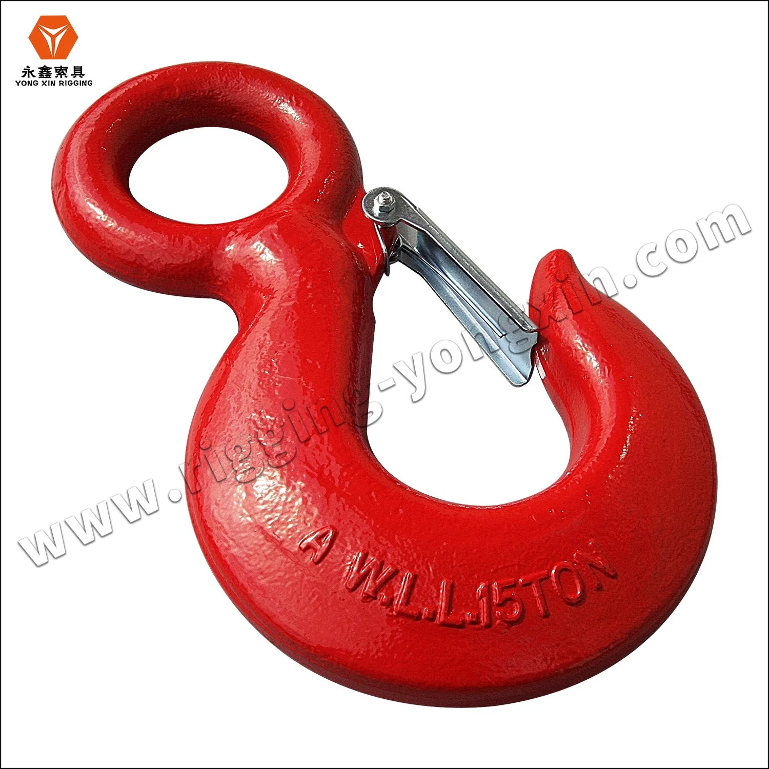 G80 Zinc Plated Crane Lifting Drop Forged Eye Grab Hook with Safety Latch