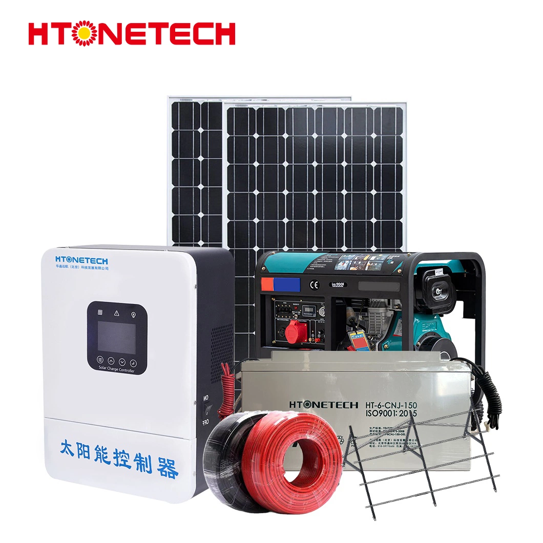 Htonetech off Grid Solar Storage System Wholesale/Supplierrs China 300W 3013W Polycrystalline Silicon Solar Cells 70kVA Diesel Generator Hybrid Solar System 150kw