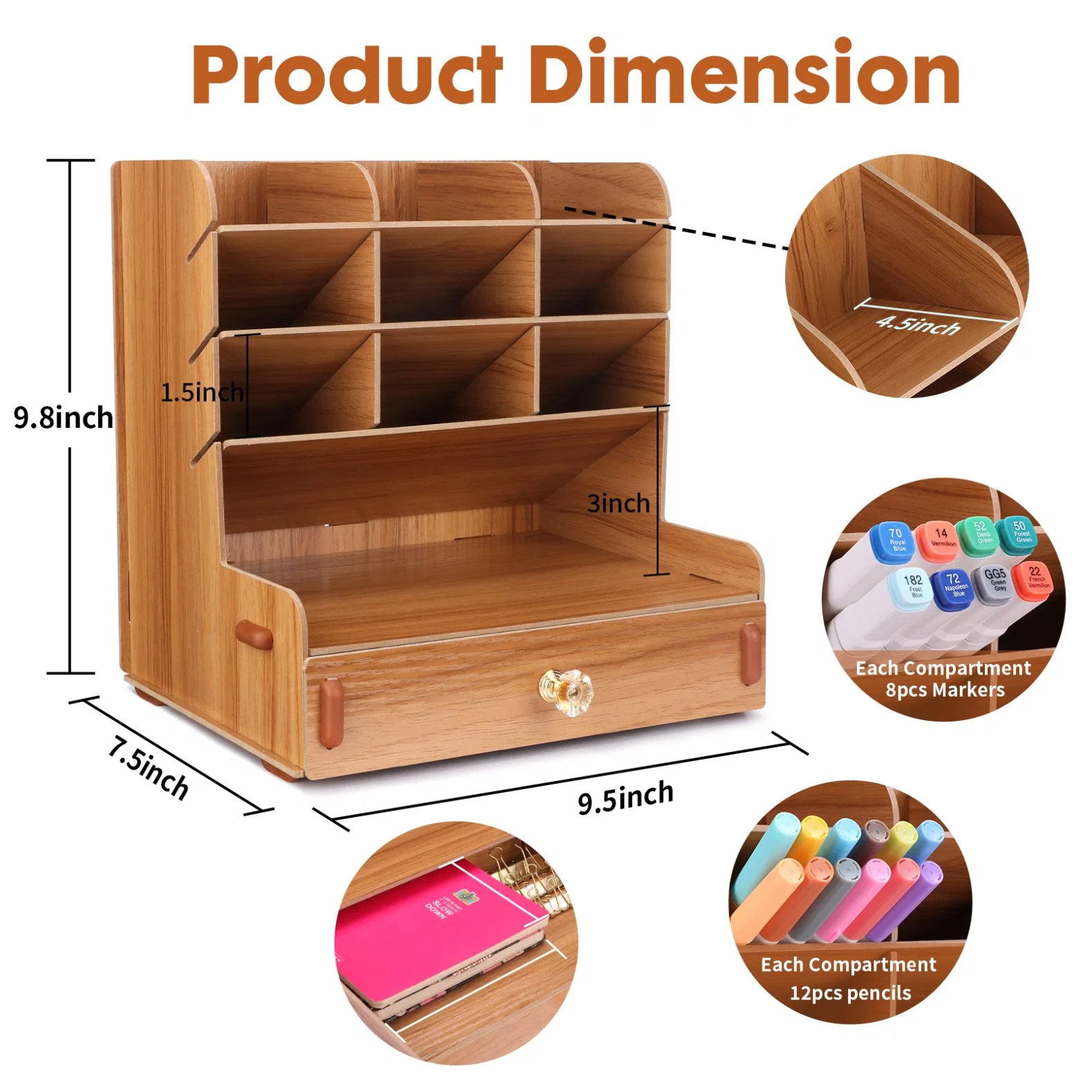 Easy Assembly Pencil Holder Desktop Stationery Storage Organizer for Office School and Art Studio