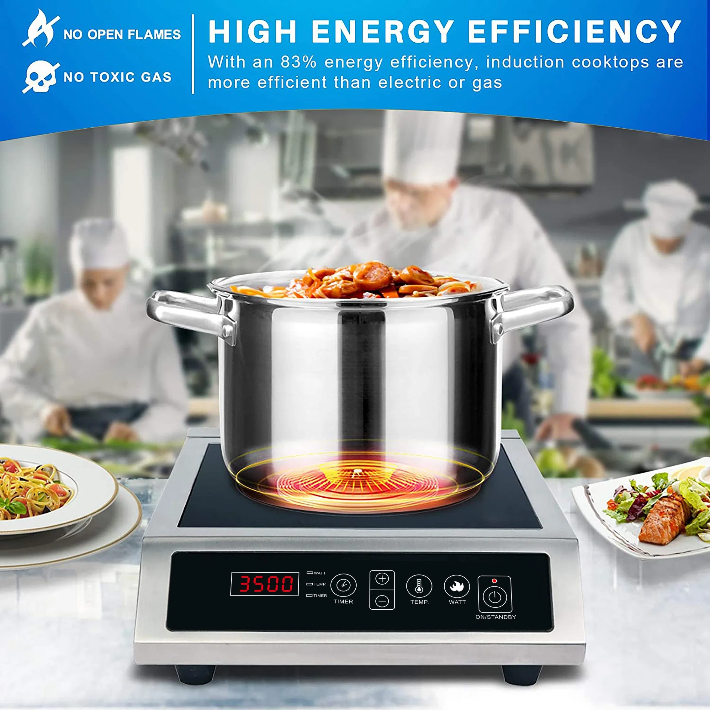 Alta potencia de 5000W/7000W placa de inducción comercial// aparato de cocina cocina ALP-C08D