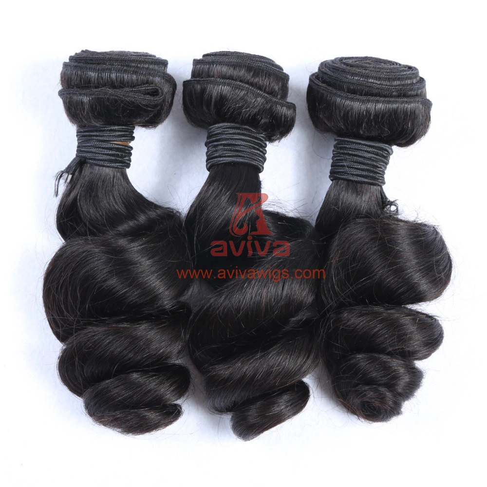 Loose Wave Peruvian Virgin Hair Weave Bundles Human Hair Extensions Natural Black