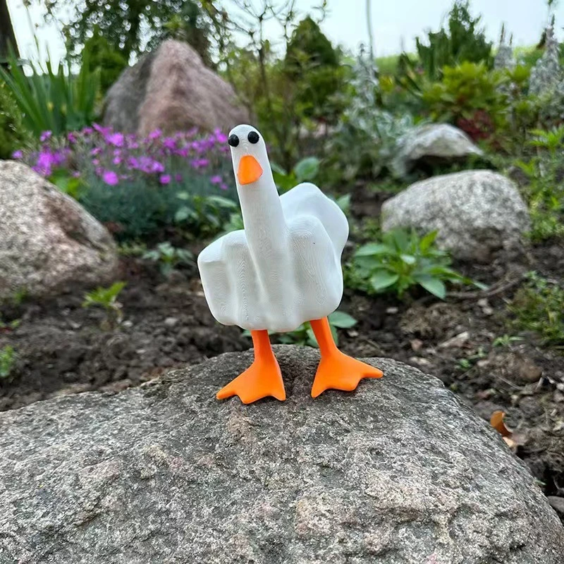 Engraçado Garden decoração estátuas Figurines resina dedo médio Duck você Figura