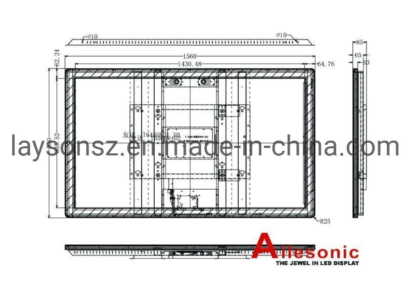 شاشة LCD مقاس 65 بوصة LCD داخلية، شاشة LCD كاملة الألوان مزودة بمؤشر LED شاشة عرض الفيديو الإعلانية التجارية الرقمية