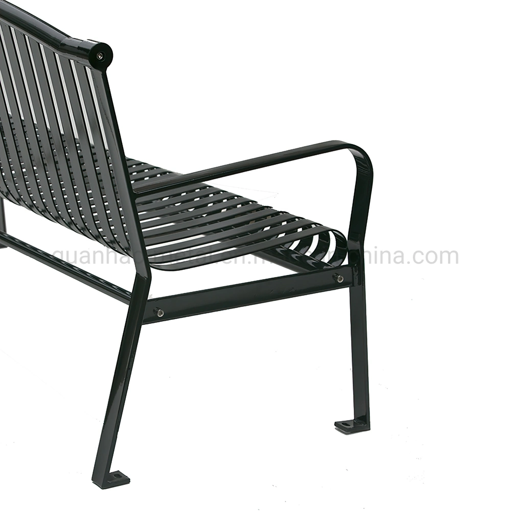 OEM Outdoor Black Coated Street Furnishing Steel Benches for Garden Park