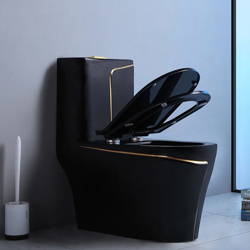 Black Gold Bathroom Ceramic Washdown One Piece Wc P-Trap/S-Trap Color Toilet