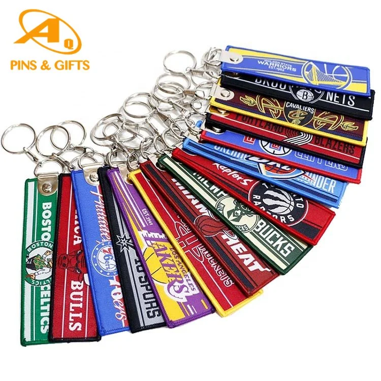 Promotion Gift Debossed Fabric Embroidery Wireless Finder Blinky Whistle Finder Wholesale/Supplier Ring LED Light Embroidered Woven Key Holder