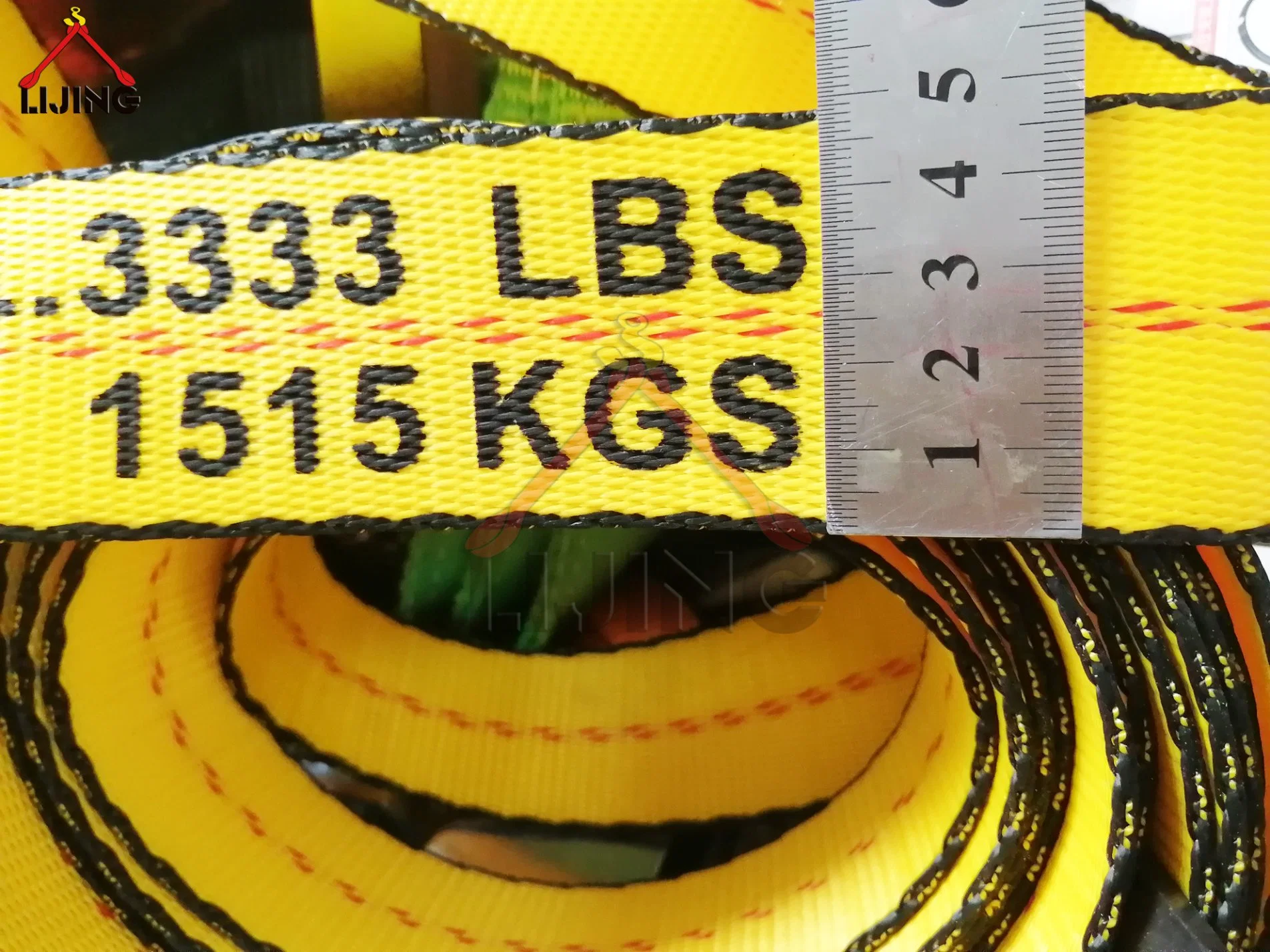 2" X 27' Yellow Ratchet Strap W/ Black Flat Hook Plastic Protection