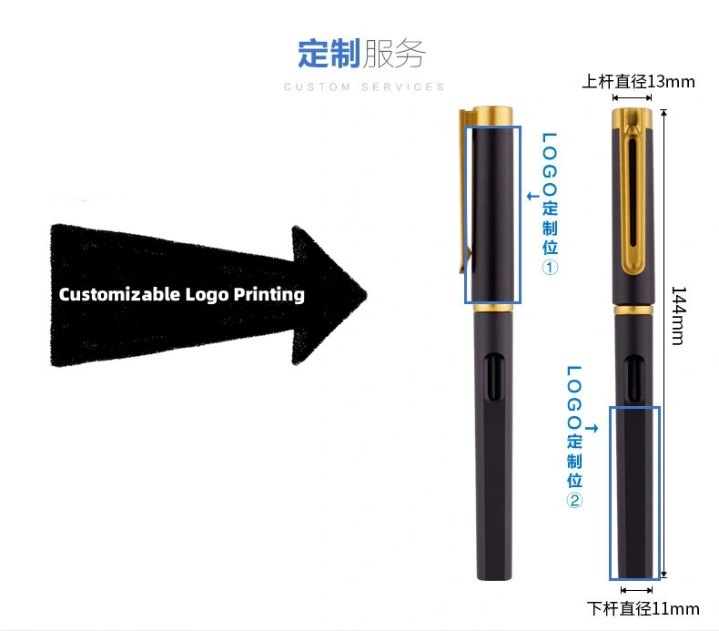 Bolígrafos de tinta de gel con barril metálico, tinta negra de punta fina de 0,5 mm con un barril perforado. Artículos de papelería al por mayor.