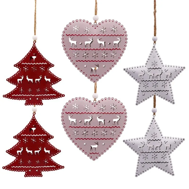 Hollow out Heart Star Tree Hanging Recyclable Metal Craft Home Decoration