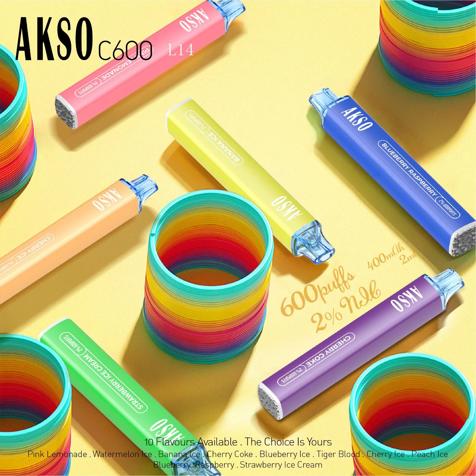 Akso Atomizers Vapes Pen 600puff E Cigarettes Vaporizer Puff Plus Vaporizer Wholesale Disposable Vape