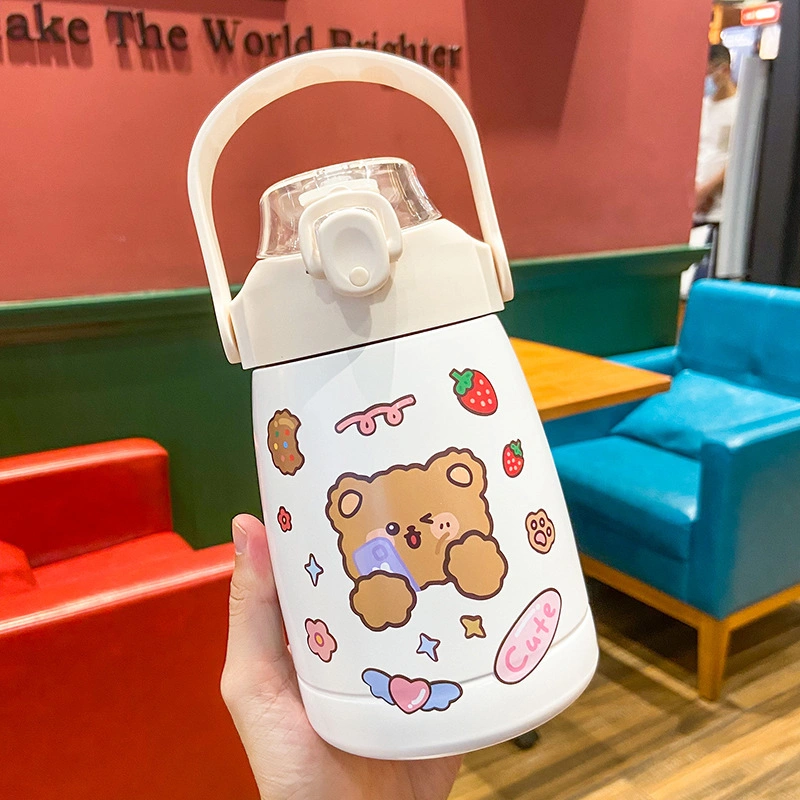 Wholesale/Suppliers Hot Selling Large Capacity Children&prime; S Thermoses Cup Stainless Steel Cartoon Bouncing Water Cup Personalized Gift