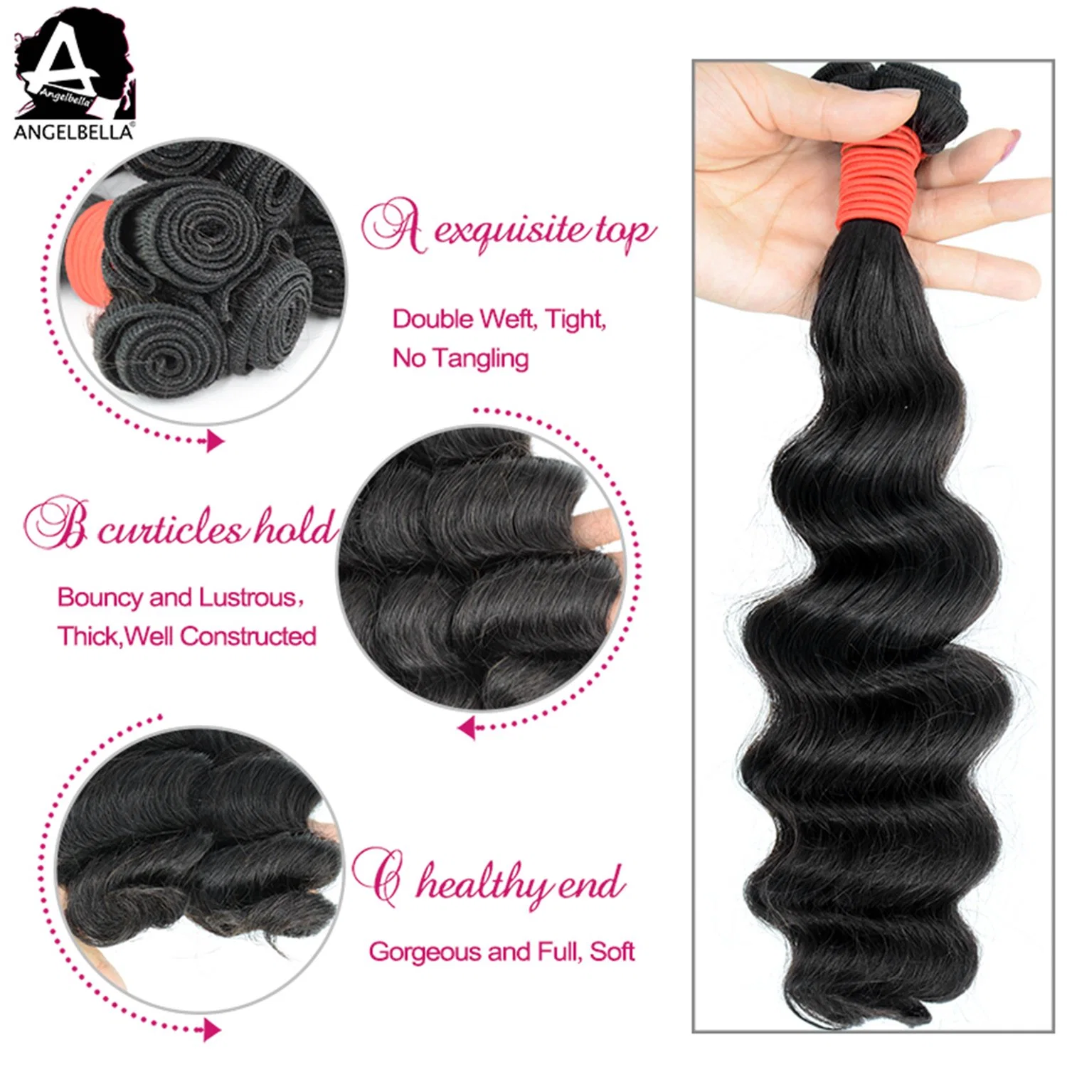 Angelbella Top Quality Super Double Drawn Sdd Hair Natural Black Hair Weft