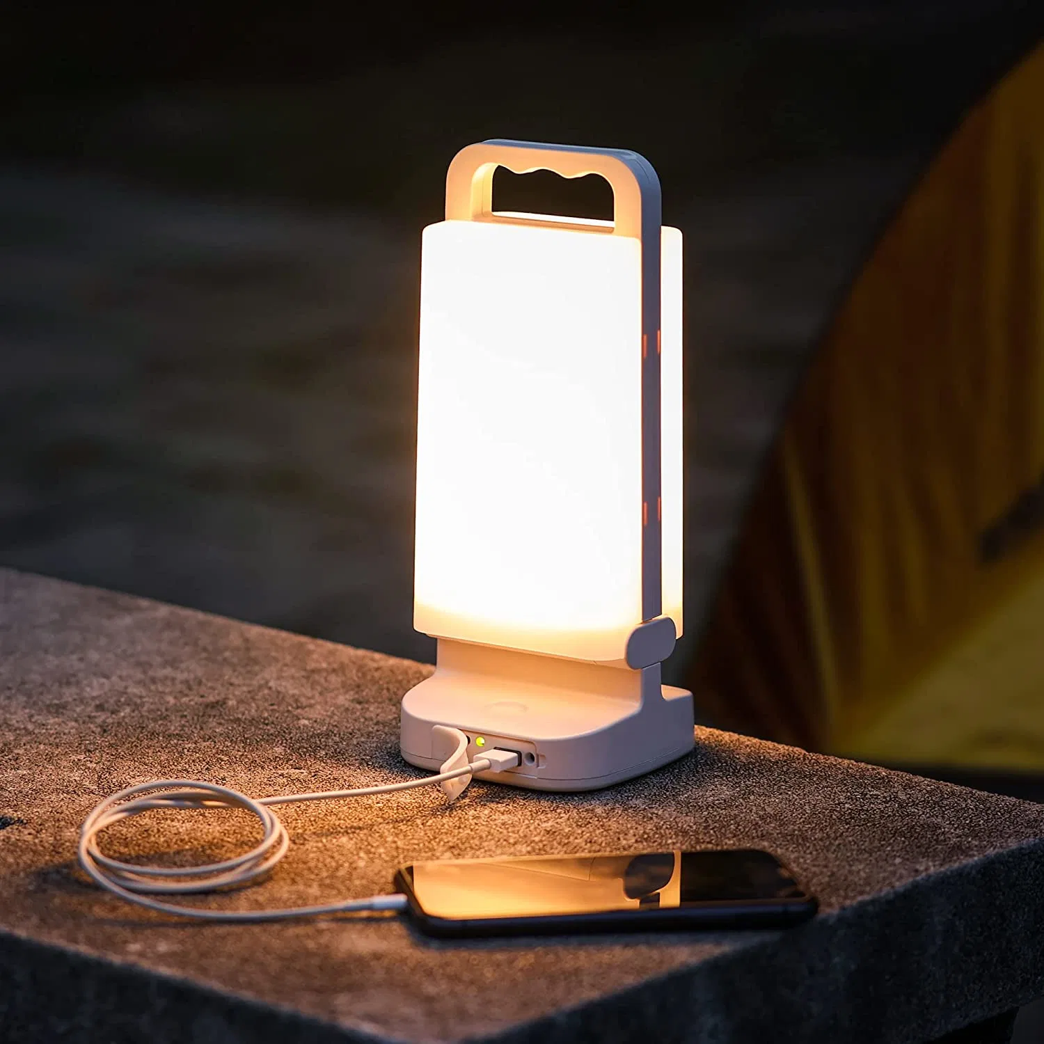 2 em 1 de Intensidade da Luz Solar Luz Camping, Engrenagem impermeável com carregamento por USB