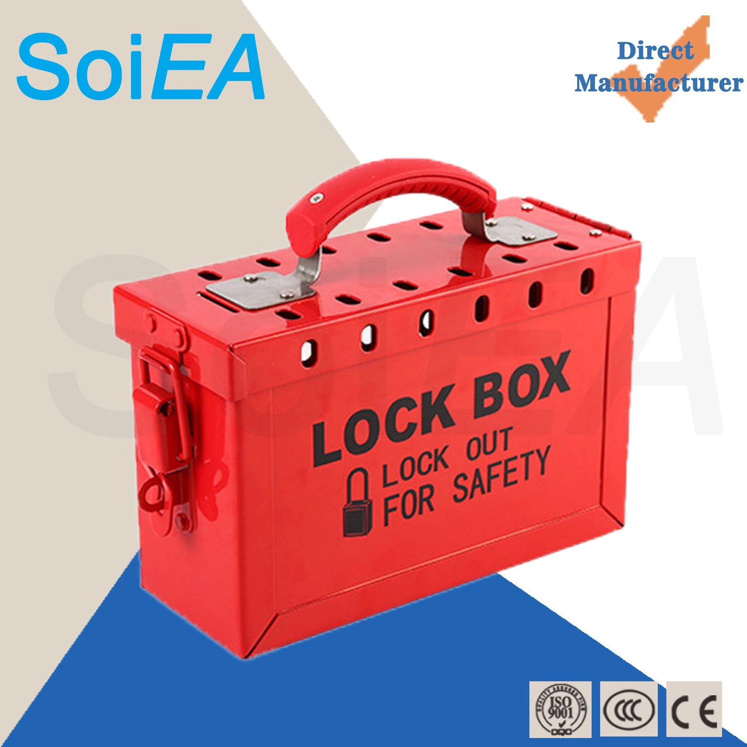 Multiple Holes Lock Box Metal Lockout Kit with 13 Padlock Holes Lockey Loto Industrial Portable Steel Safety Group Lockout Box