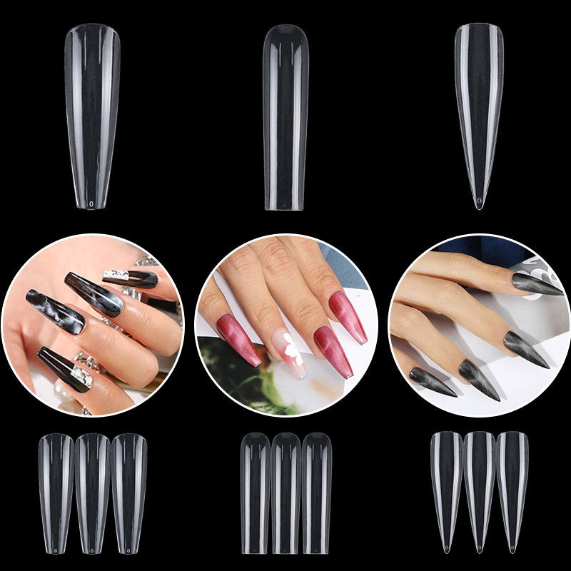 Los suministros Media cubrir largas Stiletto Square Coffin Nails Consejos Consejos para la Extensión de uñas de gel suave Pulse sobre la uña Consejos