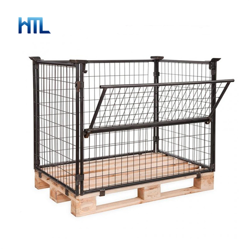 Palette de cage de boîte en treillis métallique rigide pliable de haute qualité