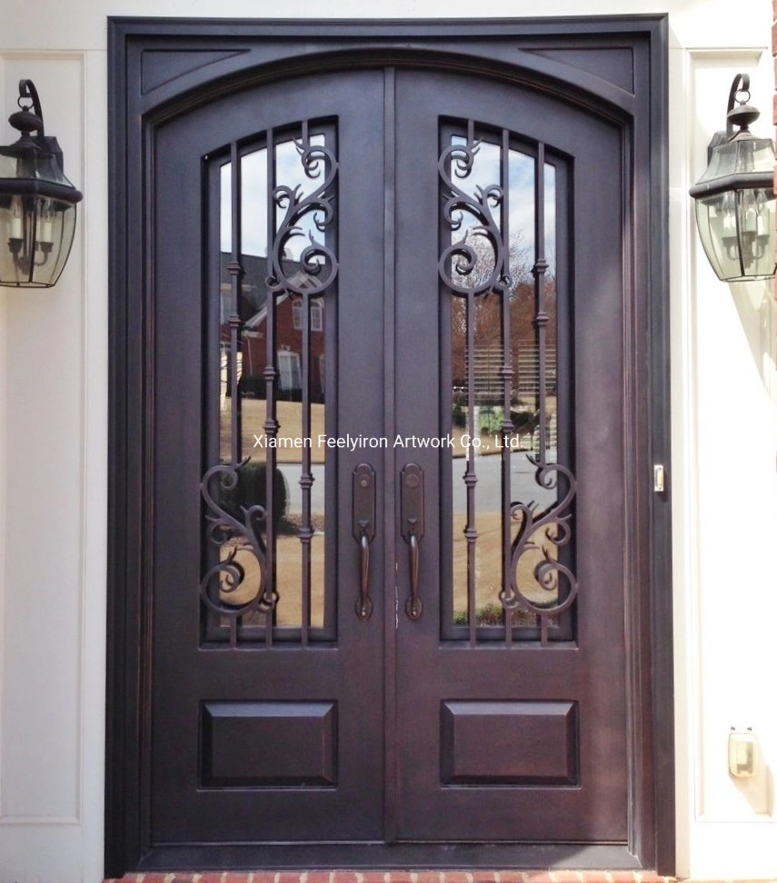 New Design Metal Security Double Steel Windows Wrought Iron Doors