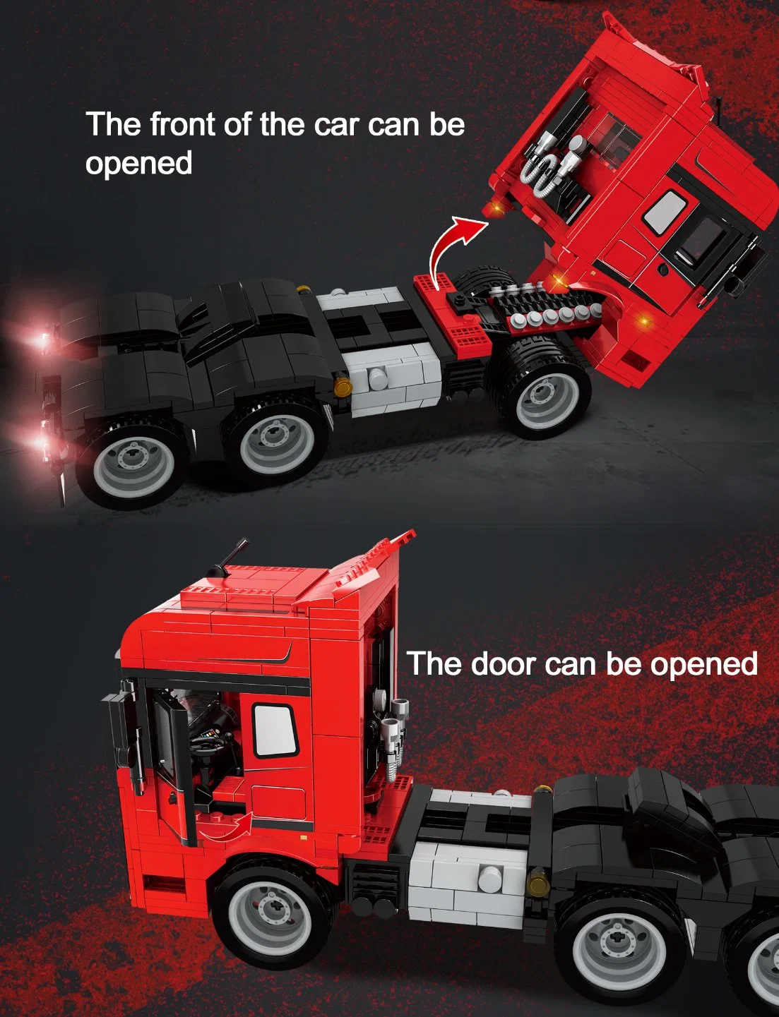 Woma Toys Amazon Hottest Sale Advanced Technology Educational Boy Assemble Truck Semi Trailer Towing Vehicle Car Model Plastic Brick Building Blocks Set Toy Car