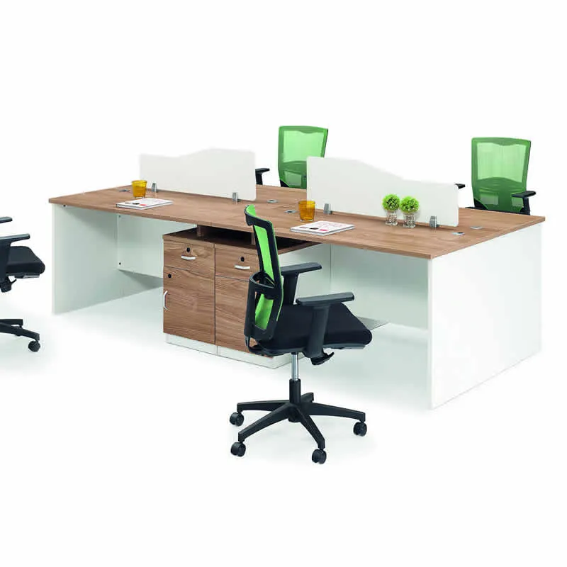 Muebles de oficina Diseño de lugar de trabajo para cuatro empleados Escritorio de computadora con tres cajones Gabinete