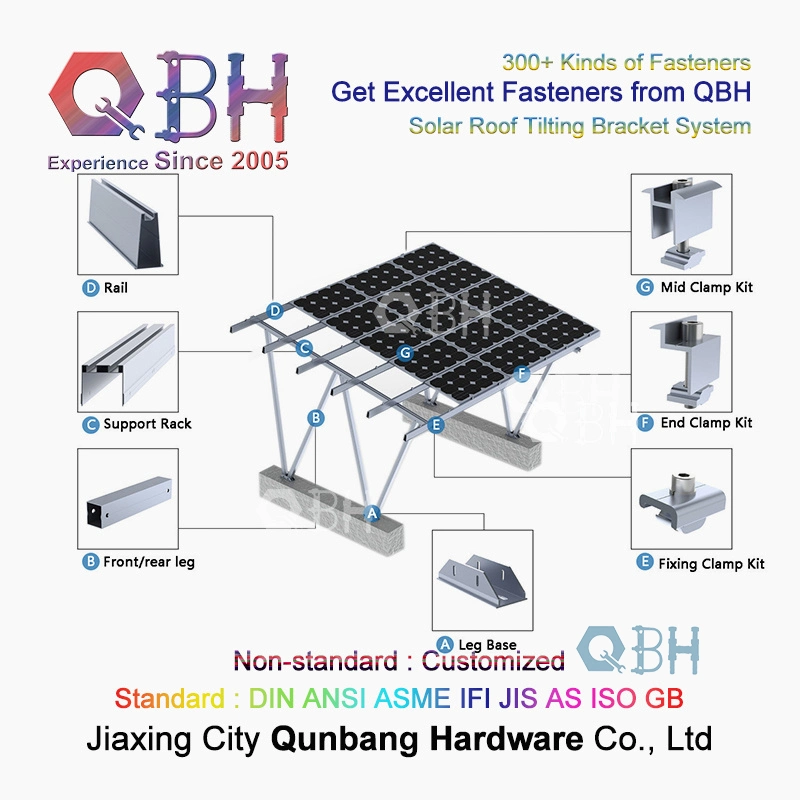 Qbh Customizied Solar Energy PV Power Panel Bracket Rack Mounting Stand Electric Power Sources Hardware