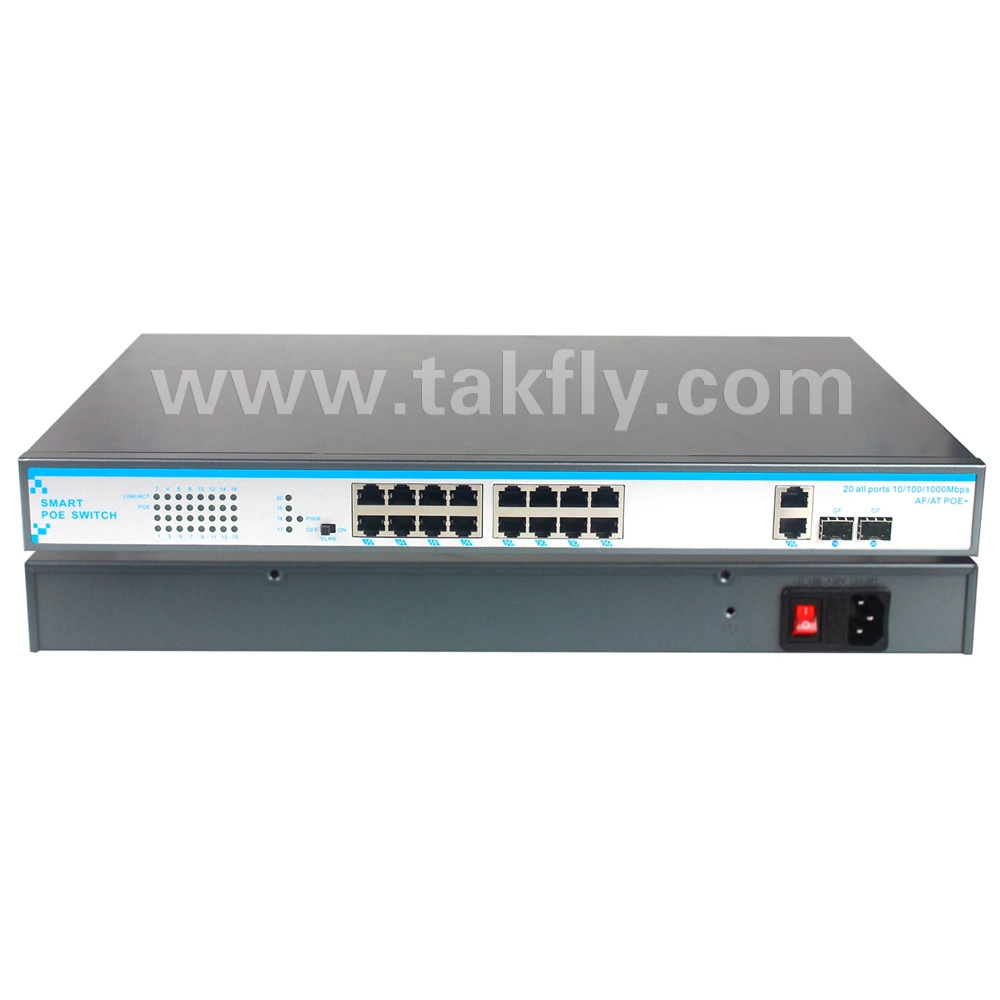 15.4W/30W 16 Port Poe Switch with 4 Port Uplink