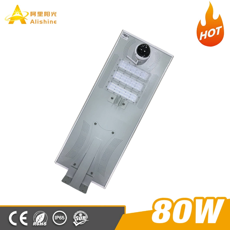 80W Integrated Outdoor LED Lamp Solar CCTV Camera Street Light with Lithium Battery