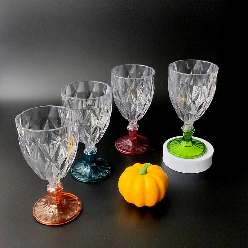 350ml 12oz Unbreakable Clear Wine Drinking Glass Goblet Green Mojito Cup Champagne Flutes Colorful Plastic Glasses