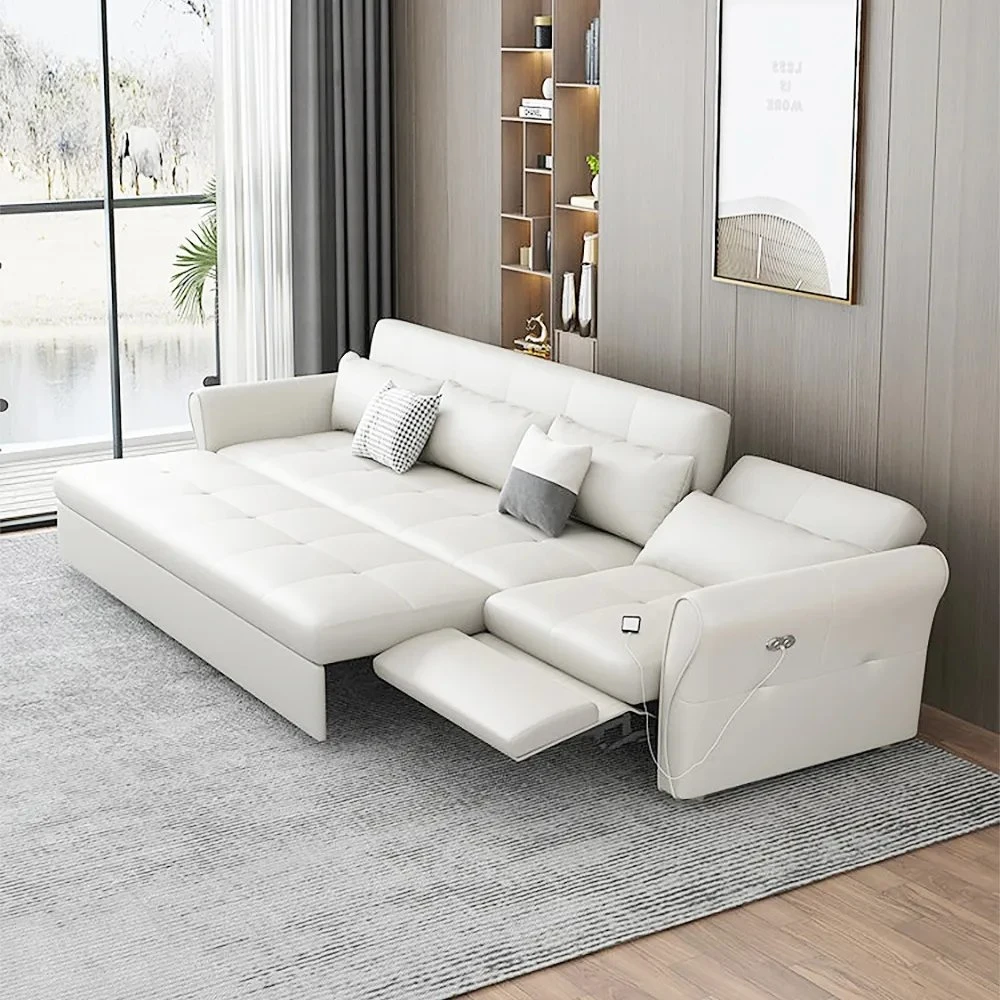 Nova Modern Wohnzimmermöbel 3 Sitzer Sofa Aus Leder Divan Storage Schlafsofa Multifunktionssofa Sofas mit USB Anschlüsse