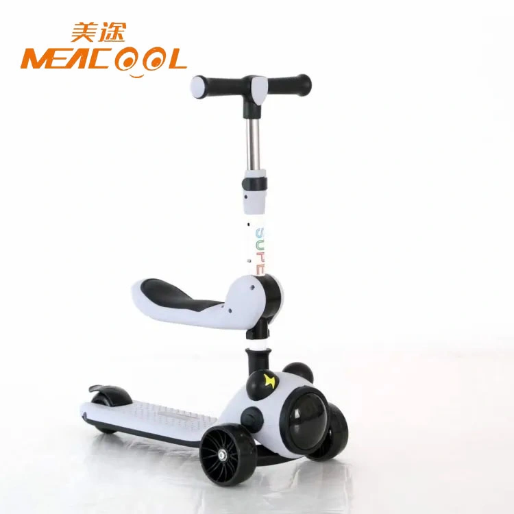 Foldable Mini Flashing PU Kids Adjustable Flicker 3 Wheels Kids Scooter with Seat