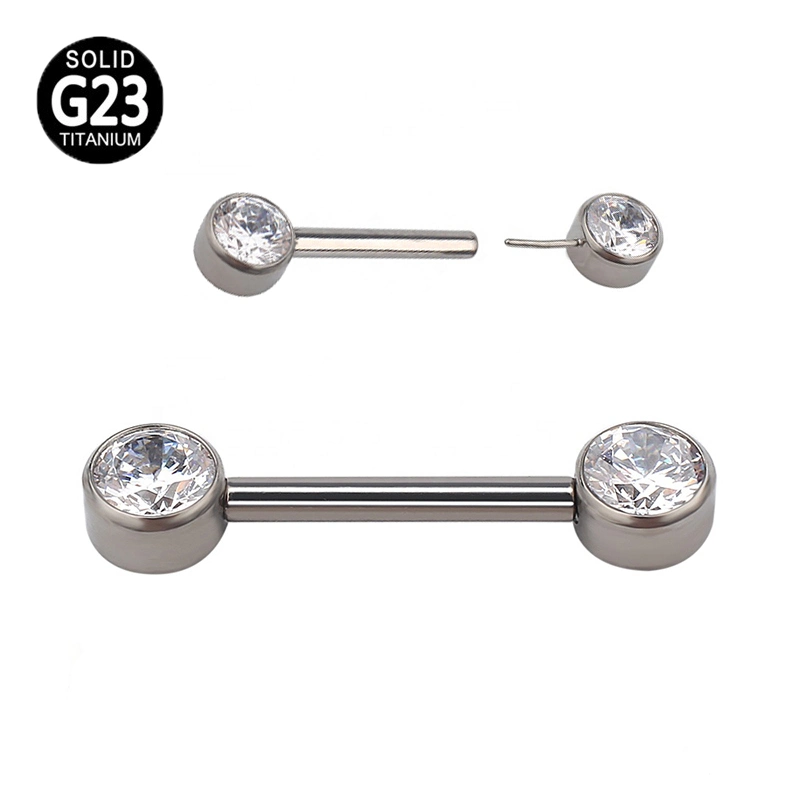 ASTM F136 Titanium Threadless Push in Barbell with CZ Opal Tops Nipple Navel Rings Barbell Body Piercing Jewelry for Women