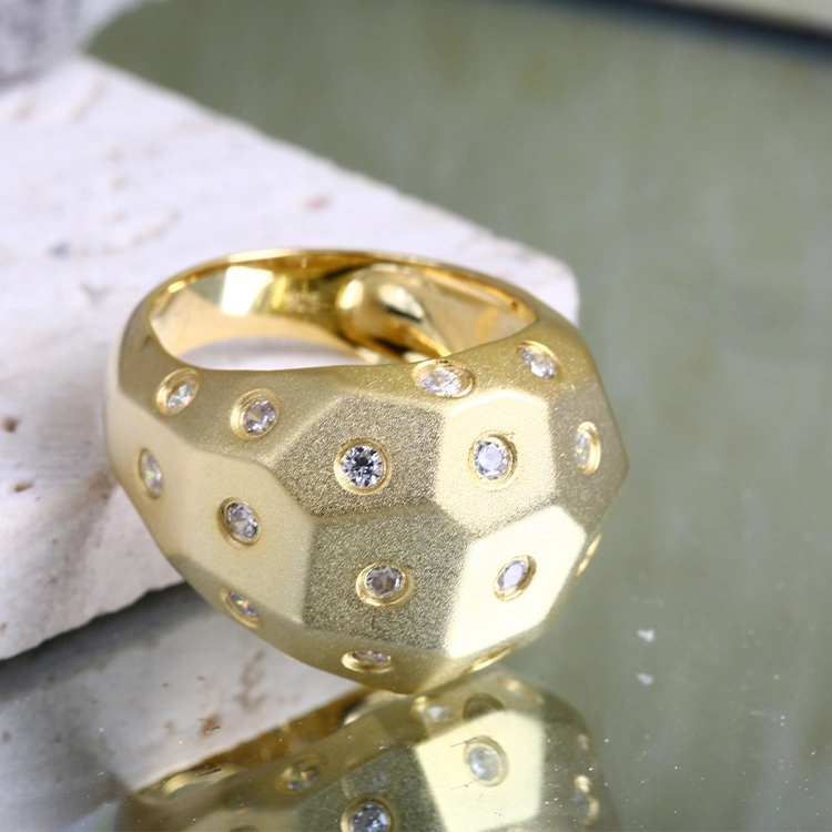 18K Gold überlagerter Diamant Geometrischen neuen Design Fabrik Großhandel Mode Zubehör Schmuck Luxus Ring Schmuck