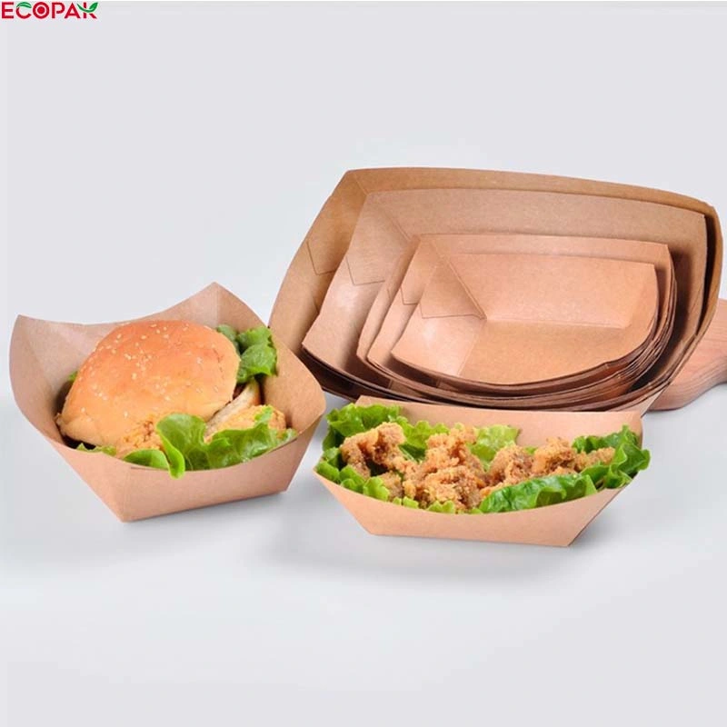 Plat de poulet frit en papier Kraft biodégradable et jetable Boîte