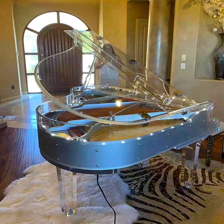 Custom Gp 170 Pianodisc Automatic Play Piano for Sales Promotion Home Luxury Furniture Transparent White Grand Acrylic Crystal Piano