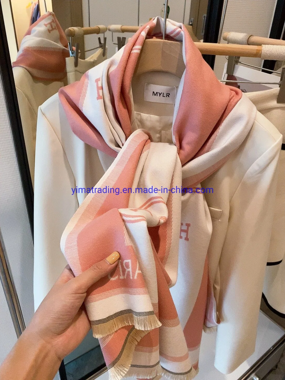 الجملة العلامة التجارية H&amp;emacr ؛ وRmes's Scarf Cashmere Scarf Merino Wool النسخة المتماثلة المصمم العلامة التجارية السيدات وشاح النساء shawl من مصمم Scarfs