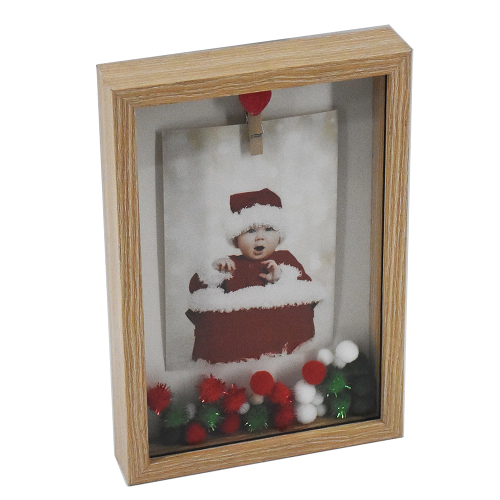 Christmas Gift Wooden Clip Pampon Photo Frame Wall Hanging Christmas Picture