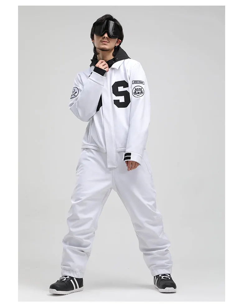 Hiworld Women's White Winter Young Fashion 15K Waterproof One Piece Snowboard Suits