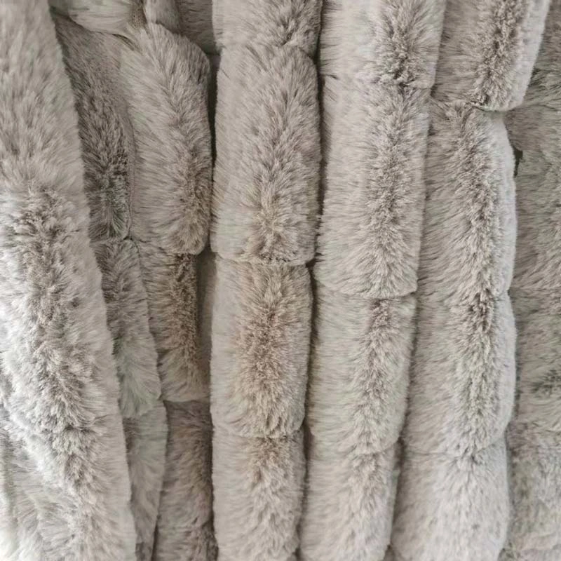 Poliéster Luxury Jacquard Soft Fabric of Plush Fake Rabbit Fur Microfibra de los hometextiles