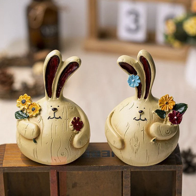 Nuevos regalos adornos de conejo de la artesanía de resina de escritorio de oficina de la decoración de coches