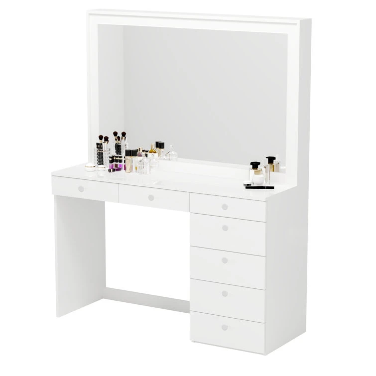 Bedroom Furniture Wooden White Large Dressing Vanity Makeup Table with Mirror