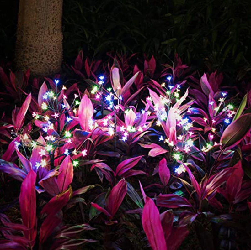 Solar Flower  Lawn Lights Outdoor, Solar Garden Lights Outdoor Decorative Warm White Cherry Blossoms Christmas Solar Lights for Pathway,Patio,Yard,Lawn,Backyard