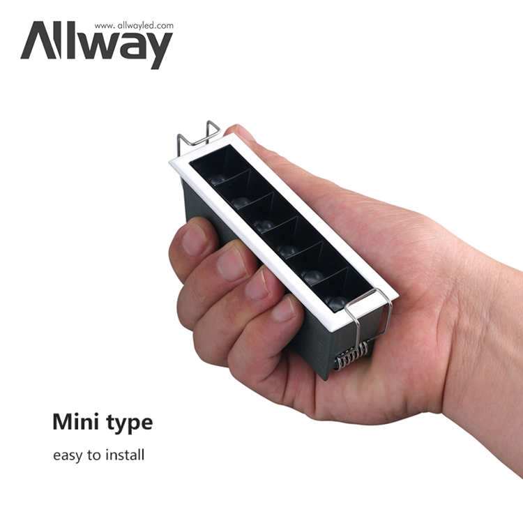 Allway Rectangle Recessed Strip Lighting System Aluminum Indoor 8W LED Linear Down Lamp