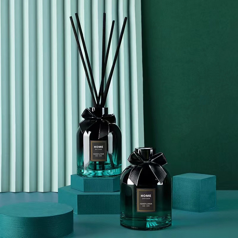 Home Luxury Around Gradient Color Dark Glass Diffuser botellas de Lgass Home Fragrance Difuser de láminas con tapa roscada